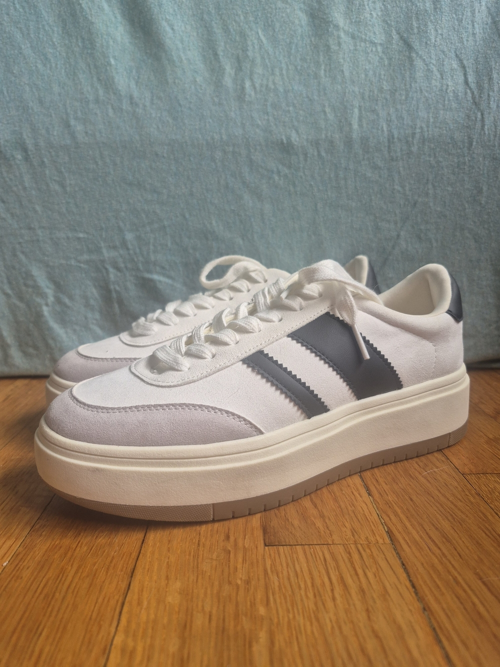 Project Cloud White Sneakers with Gray Stripes with Cloud Insoles